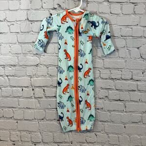 Free Birdees Dinosasur Pattern Zip Newborn Gown and Hat